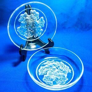 2 Sasaki Etched Crystal Dessert/Nut Bowls - Cherry Blossom